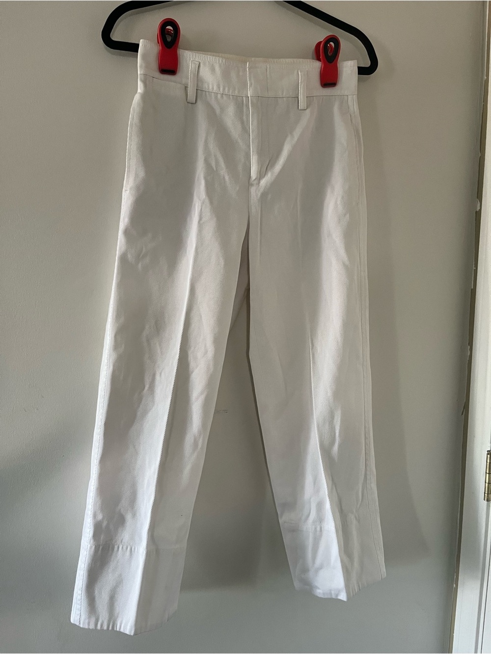 Vince 100% Cotton White Trouser Pants 2 Straight Leg Minimalist Quiet Luxury